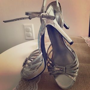 Silver special occasion heeled sandals